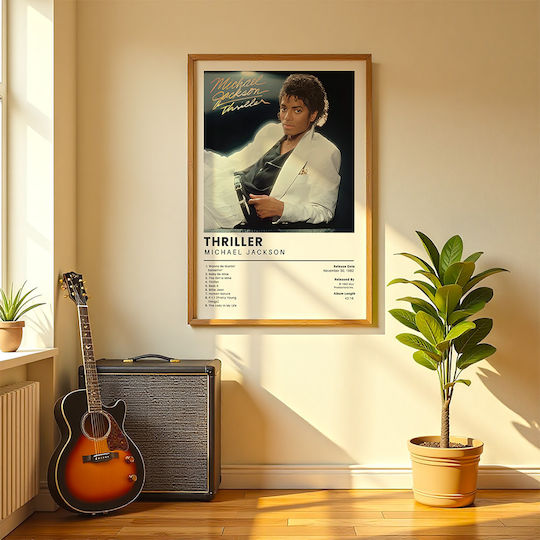 Music Poster Thriller Michael Jackson Ms565 21cm X 30cm Μαύρη Ξύλινη Κορνίζα-71780pd159067f55321