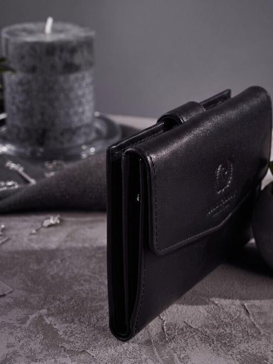 Kleines Leder Damenbrieftasche mit RFID Schwarz