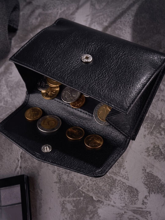 Kleines Leder Damenbrieftasche mit RFID Schwarz