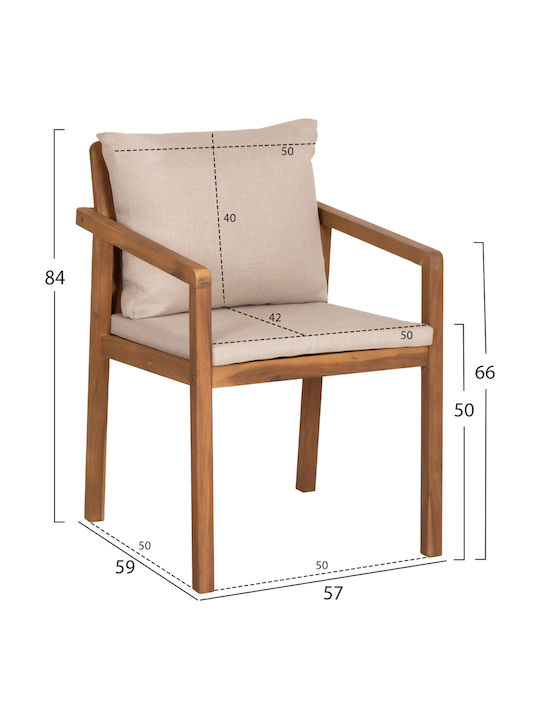 Set de Masă pentru Exterior 7 Piese Natural cu Perne