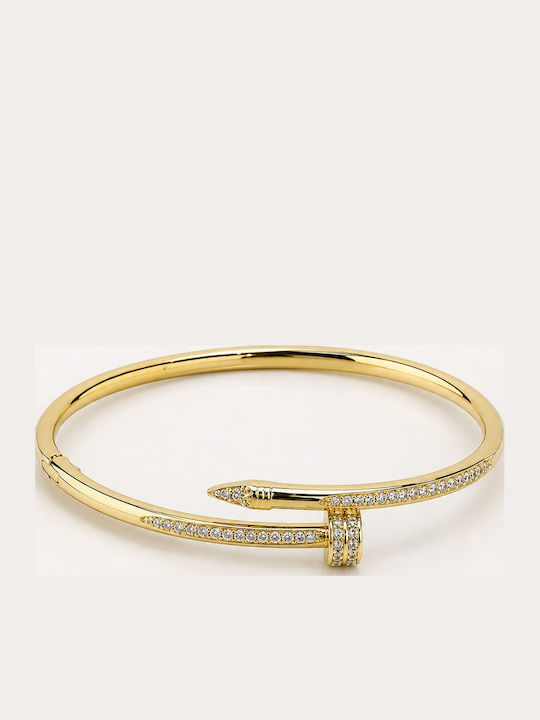 Velve Brățară Pentru Femei Tip Cuff Din Oțel Plăcat Cu Aur Cu Zircon 5.8cm