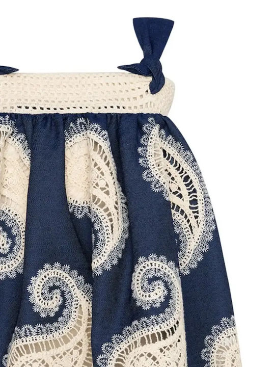 Rochie De Fete Denim Set Cu Haină Și Cu Accesorii Albăstru