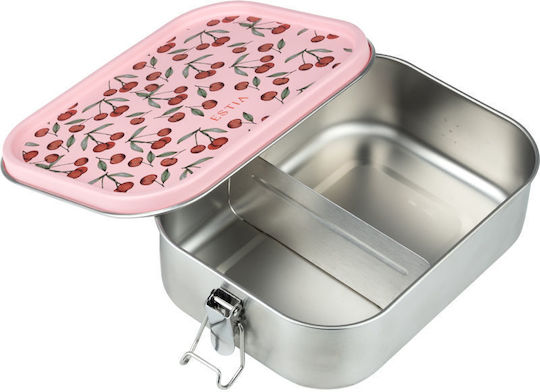 Estia Δοχείο Φαγητού Inox Ροζ με Χωρίσματα 1.2lt