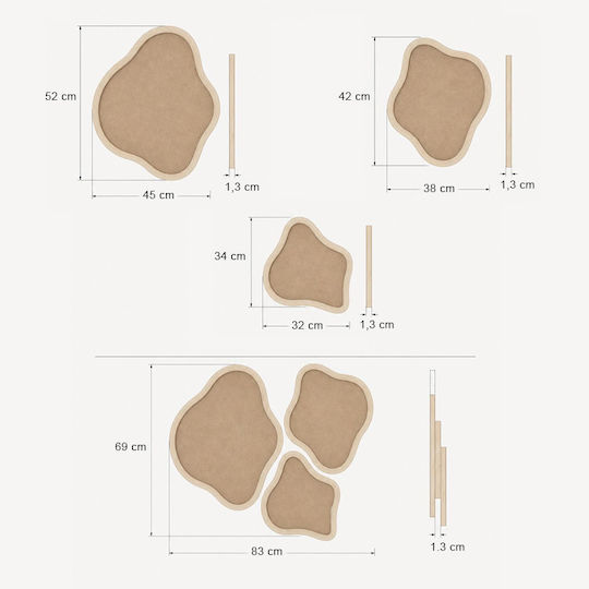 Megapap Element Decorativ Geometric din Lemn 3 Bucăți