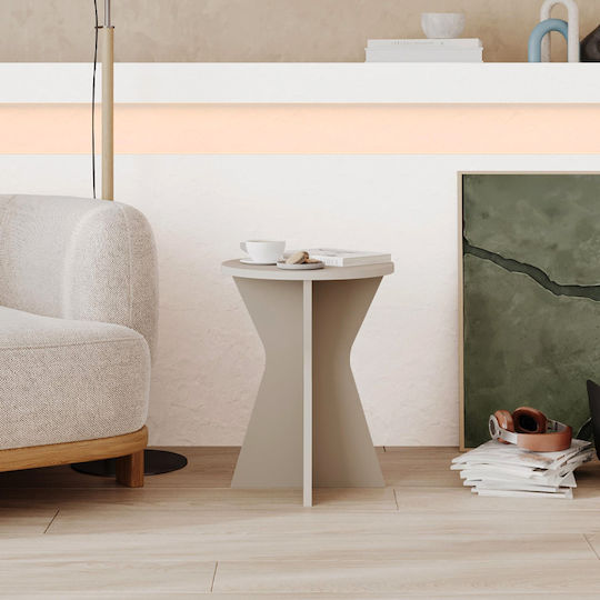 Round Side Table Wooden Sandstone W40xL40xH51.8cm