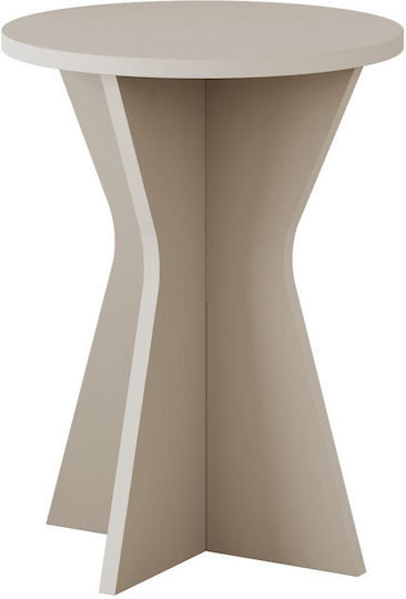 Round Side Table Wooden Sandstone W40xL40xH51.8cm