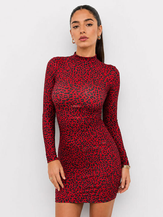 Rochie Mini De Seară Roșu Leopard