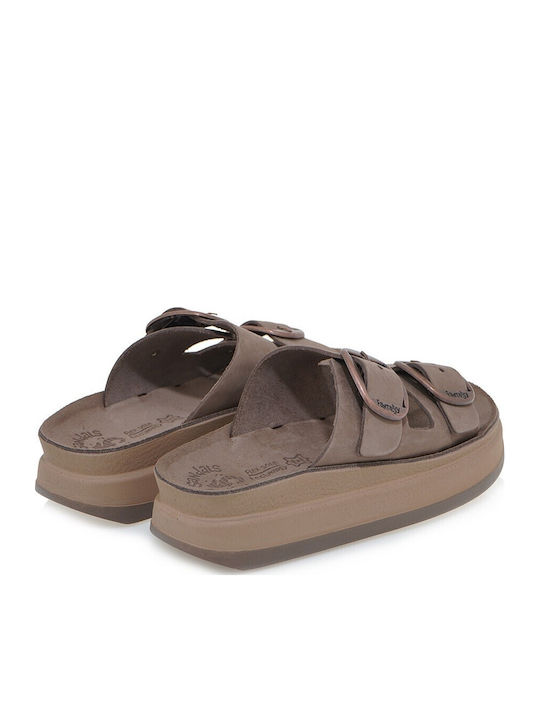 Zefi Δερμάτινα Γυναικεία Σανδάλια Taupe Brown
