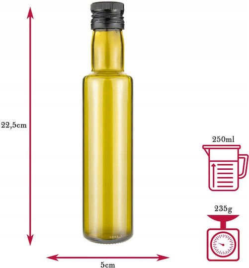 Bimberek Δοχείο Λαδιού Γυάλινο με Ροή 250ml ΜΑΥΡΟ