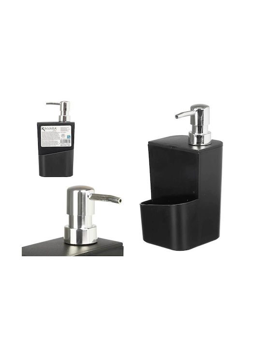 Kinvara Dispenser Bucătărie Plastic cu Suport pentru Burete Negru 650ml