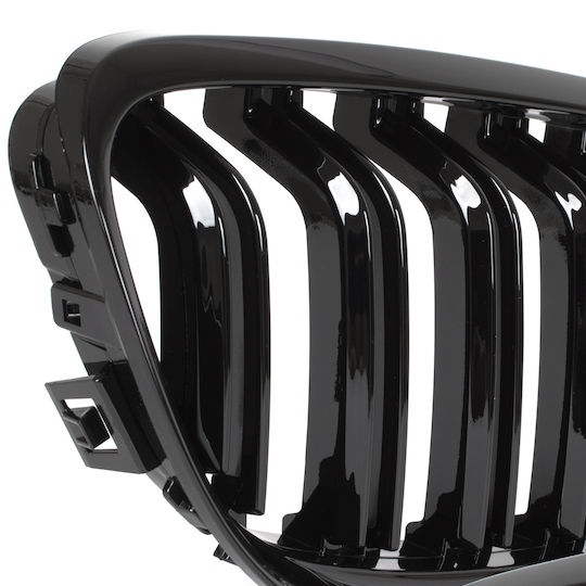 Bmw 3 E90 E91 09-13 Sedan Touring Grille Between Headlights Kidneys Left + Right Set Black Glossy Double Bar