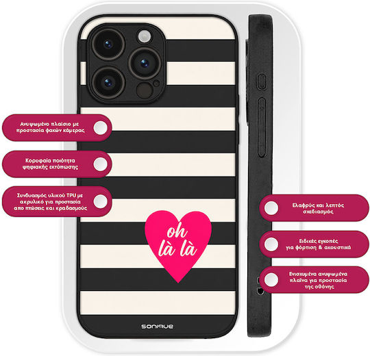 Sonique Stripe Stories Series Xiaomi Poco M5 Oh La La Handyhülle Schwarz