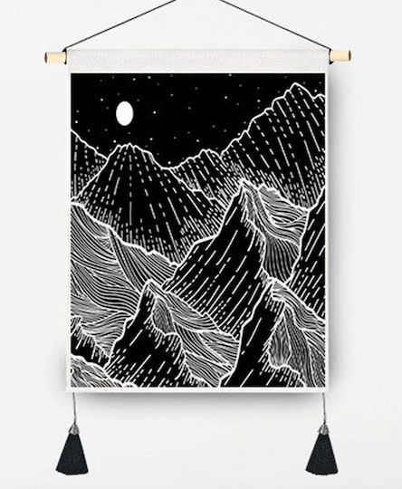 FRIPIA Tapiserie Decorativă De Perete Lucrată Manual Neagră Din Țesătură 50x35cm