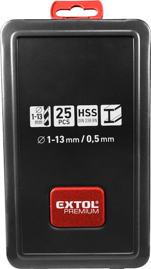 Set Burghie Metal HSS Extol Premium 25 Bucăți 1-13 Mm Din 338 8801192