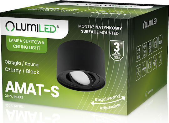 Spoturi Pentru Tavan și Perete Halogen Mobil Rotund Negru 50mm Amat-s Lumiled