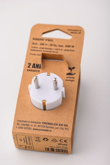 Dreifach-Steckdosenleiste 1x Schuko + 2x Euro 16a 250v Weiß