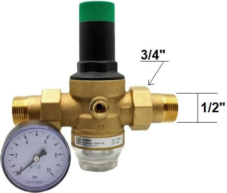 Resteq Druckrohrregler Wasser 1/2 Zoll Manometer Teflonband