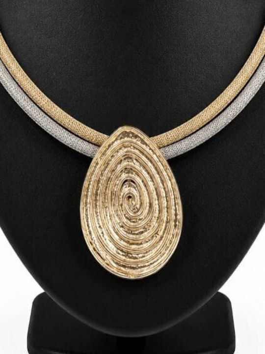 Liva Fashion Halskette Schwarz KN00044 Silber-Gold Liva Fashion Halskette Schwarz KN00044 Silber-Gold