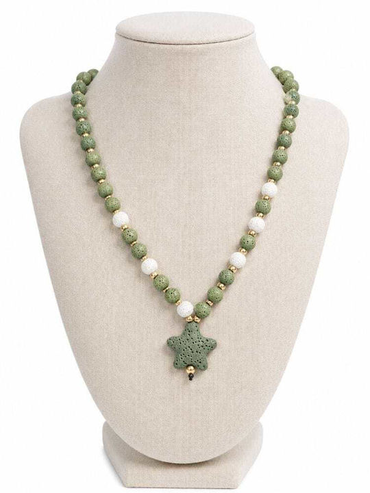 Liva Fashion Necklace With Star Design Gold Plated Green