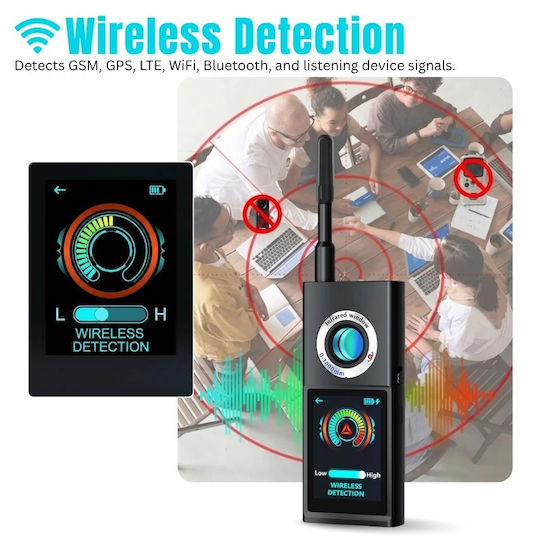 Detector de Microfoane Ascunse, Detectoare GPS iUni F888, Ecran OLED Tactil, Inteligență Artificială, Alarmă Antiefracție 50-8000 Mhz