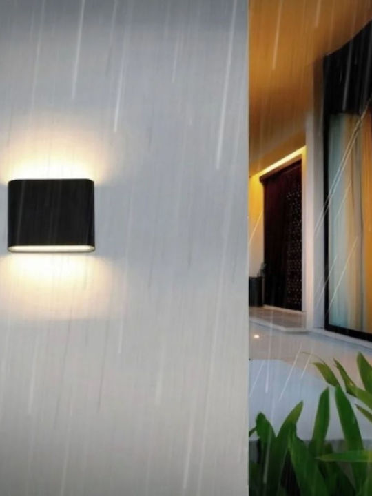 Lumină De Perete Exterior Led C30 Putere 6w A+ Rezistent La Apă Și Praf Alb Cald 3000k Aluminiu Negru