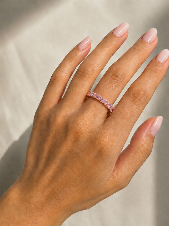 Verita Women's Eternity Band Ring with Zircon Made of Gold Plated Silver