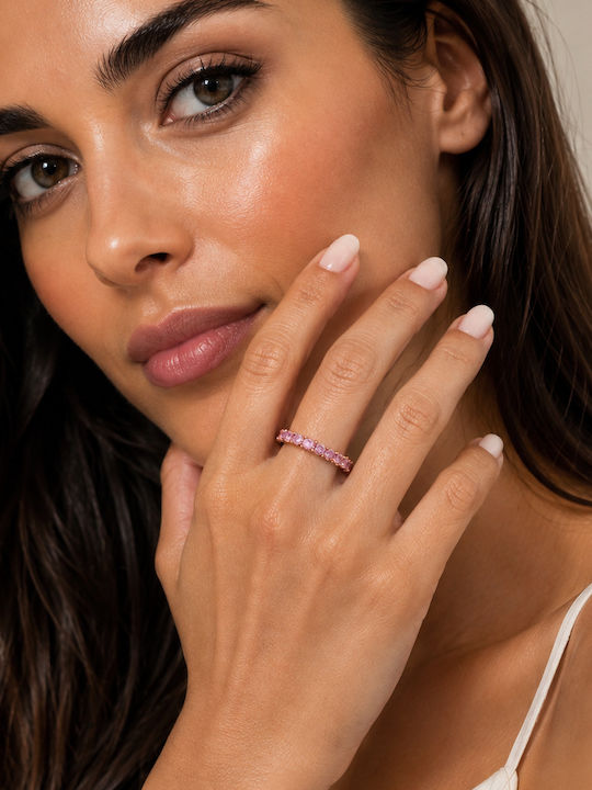Verita Women's Eternity Band Ring with Zircon Made of Gold Plated Silver