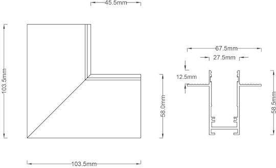 Inner Corner Magnetic Mini Recessed Sandy Black 1pc