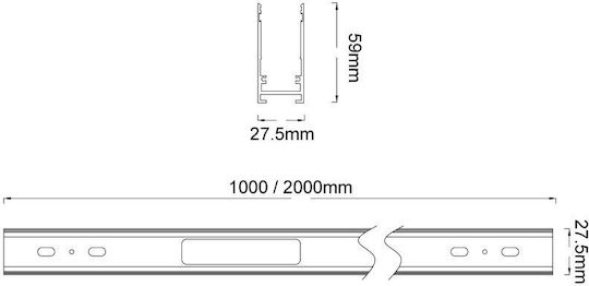 Magnetische Wandmontierte Schiene Mini Track 2c Oberfläche Sandy Schwarze Dali 2m