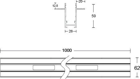 Magnetische Eingelassene Schiene Mini Track M-recessed Sandy Weiße Dali 1m