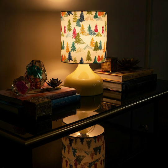 Inspiral Tree Table Lamp Ivory Metal Base Fabric Shade Trees Cedars E27 Socket