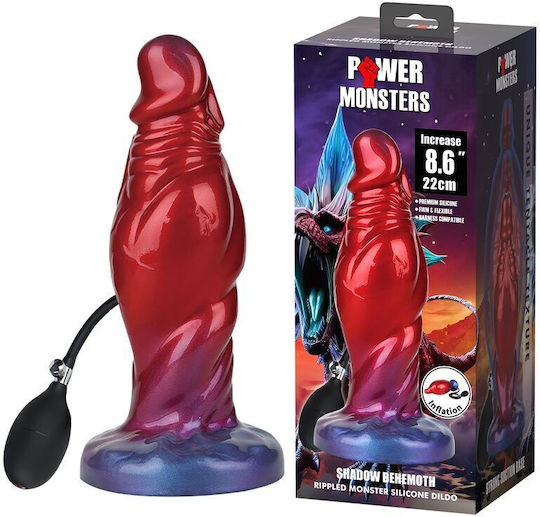 Power Monsters Dildo Φουσκωτό με Βεντούζα Κόκκινο