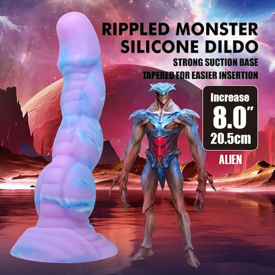 Power Monsters Dildo με Βεντούζα Μπλε