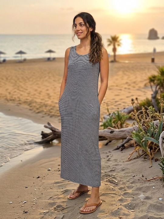 Summer Maxi Dress with Tearing Striped