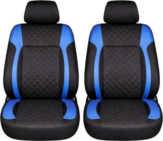 Set Premium De Huse Scaune Auto Model Diamond Drive Design Sportiv Universal Ergonomic Matlasat Piele Ecologica Negru Albastru