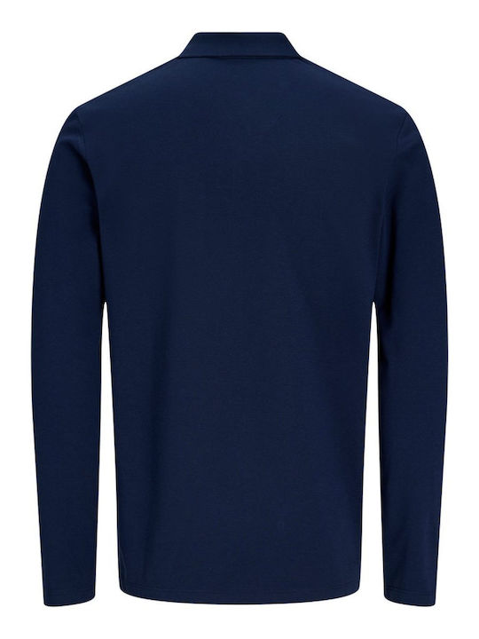 Jack & Jones Поло блуза с дълъг ръкав Navy Blazer