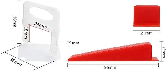 Tile Leveling System Set 100 Clips 100 Wedges