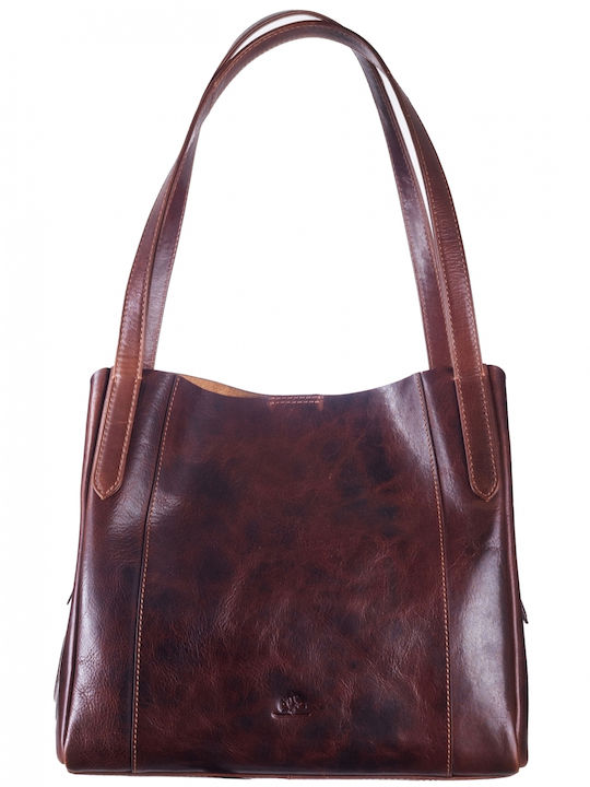 Leder Damen Schultertasche Braun