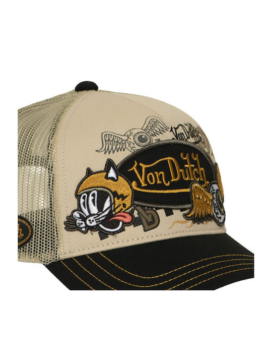 Von Dutch Unisex Șapcă Trucker Negru Bej Vd 1 Ct Patches 19-black Beige