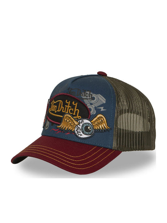Von Dutch Unisex Καπελο Trucker Μπλε Μπορντο Vd 1 Ct Patches 20-blue Bordeaux