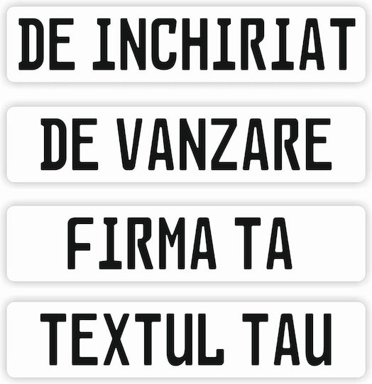 Cadru de plăcuță de înmatriculare Text Personalizat Dimensiune 52 X 11 Cm Culoare Albă Material Pvc 33 De Caractere Incluse