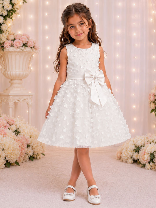 Mädchenkleid mit Pailletten Weiß