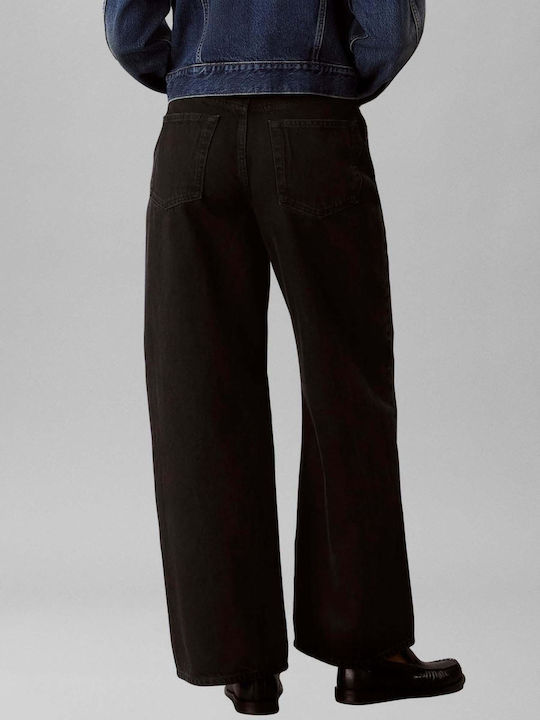 High Rise Women's Jean Pants in Wide Leg Style Black