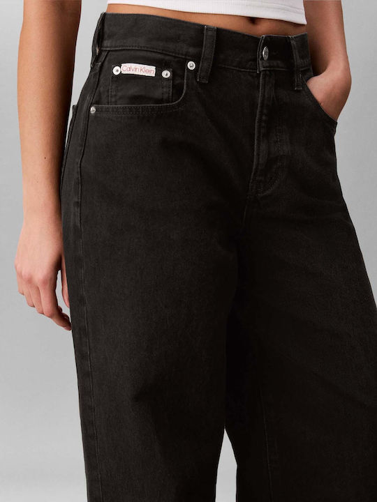 High Rise Women's Jean Pants in Wide Leg Style Black