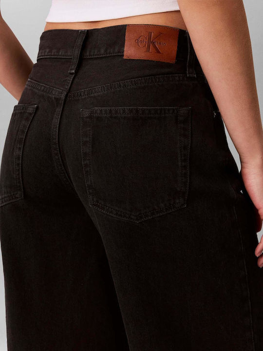 High Rise Women's Jean Pants in Wide Leg Style Black