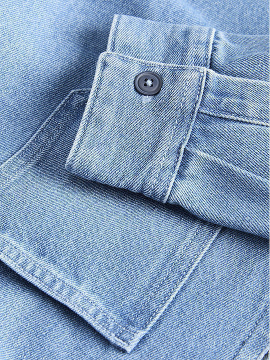 Langärmeliges Herrenhemd Blau Denim