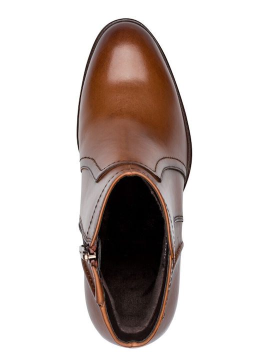 Leder Damen Stiefeletten Tabac Braun