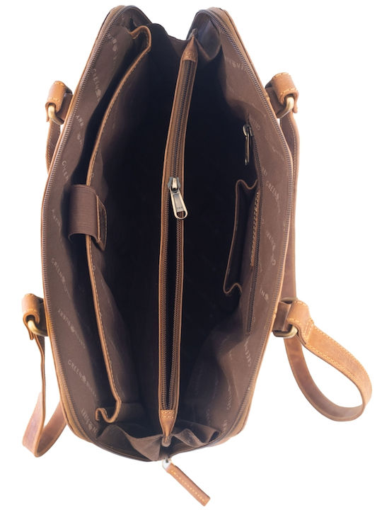 Leder Damen Schultertasche Braun