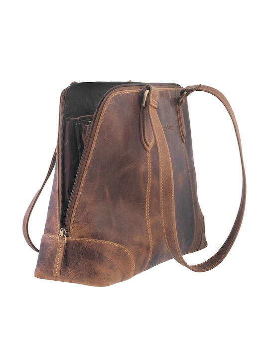 Leder Damen Schultertasche Braun