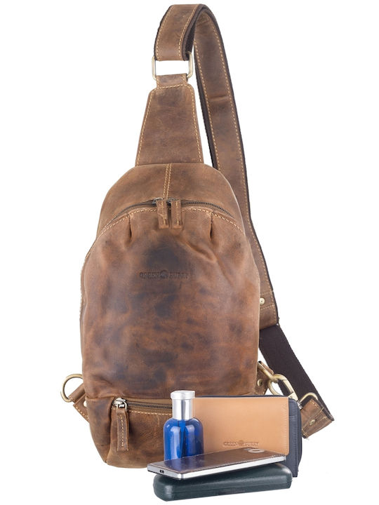 Geantă bărbătească de umăr / crossbody din piele Bej